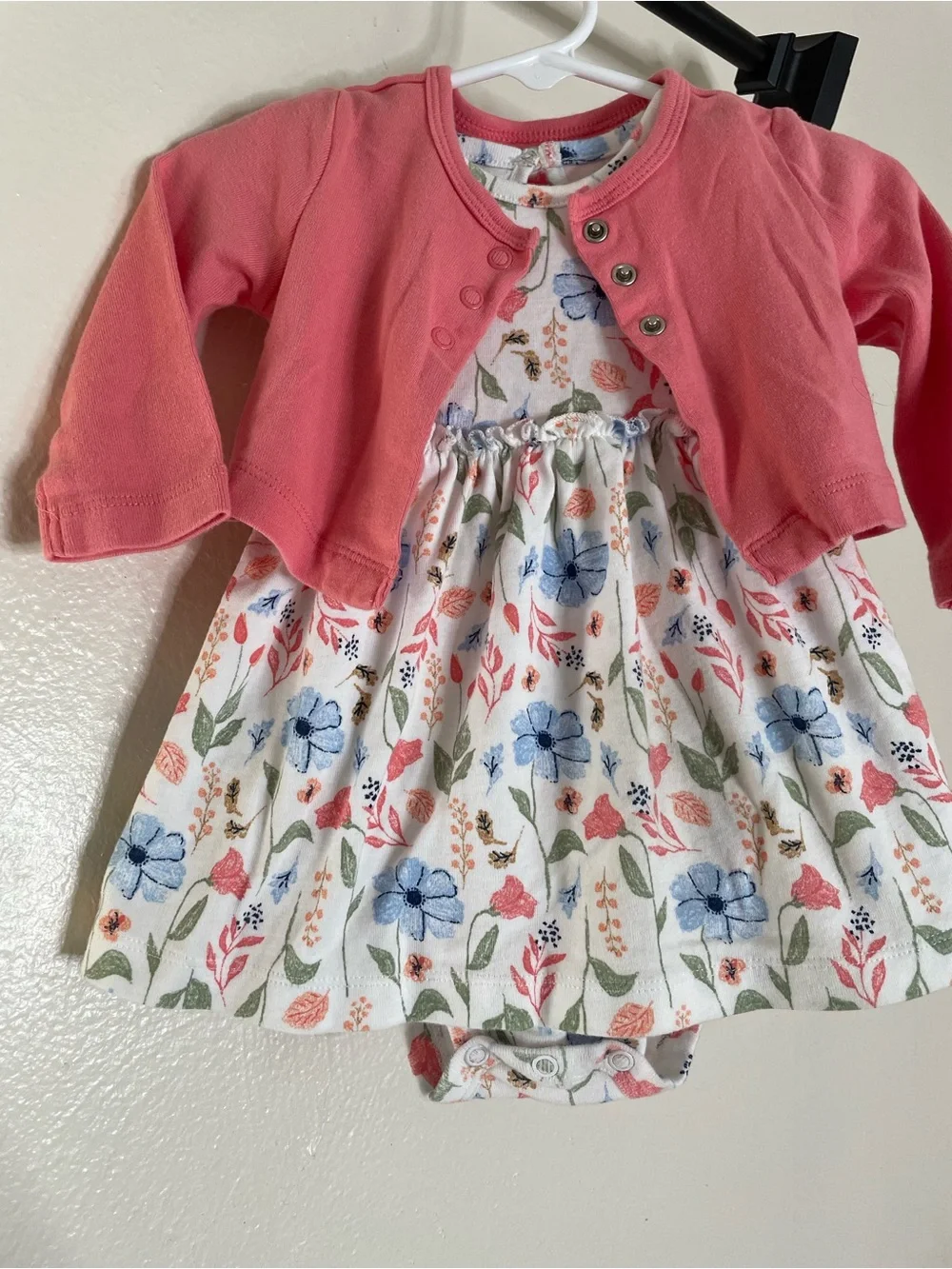 Carter’s 3-6M Coral Cardigan with Floral Baby Dress